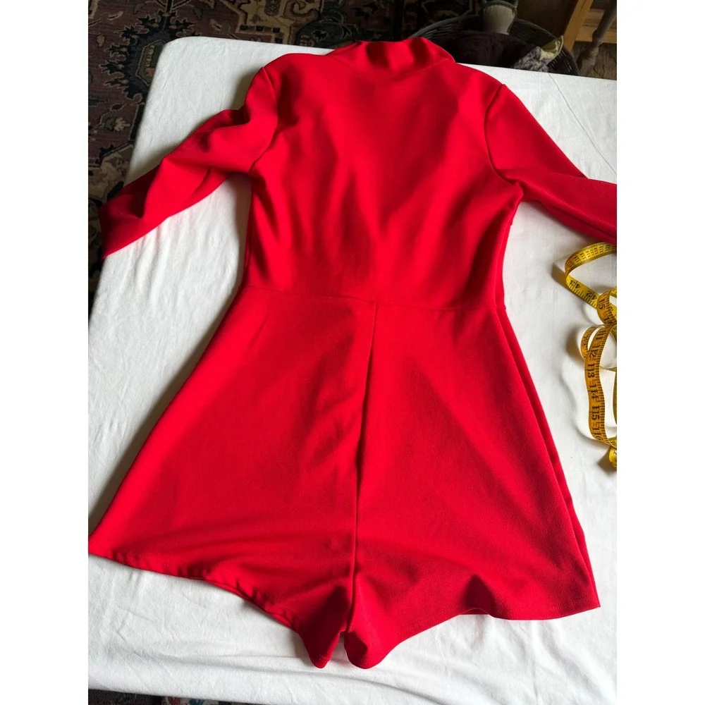 Flashing Lights Red Blazer Romper Long Sleeve Single Button Medium